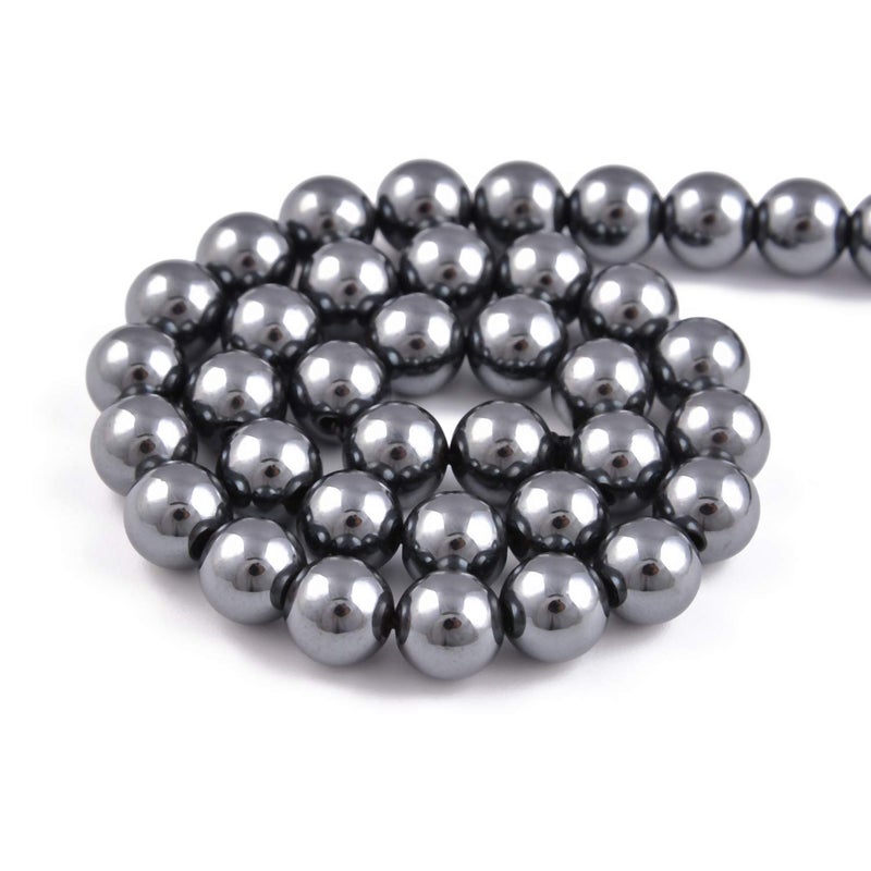 Nancybeads 45pcs 8mm Natural Black Hematite Gemstone Round Spacer Loose Stone Beads for Jewelry Making 15.5" 1 Strand (Black Hematite, 8mm 45Beads) - Image 2